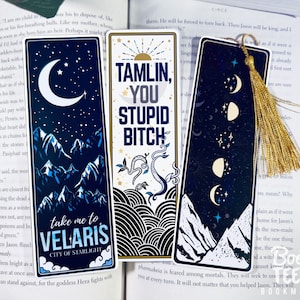 ACOTAR Bookmark Set, SJM Merch for Romantasy Lovers, Velaris Page Marker, Funny Tamlin Quote, Bookish Gift for Women Readers, Feyre Tattoo