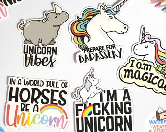 Pacote de adesivos de unicórnio fofo, conjunto de adesivos IMPERMEÁVEL para garrafas de água, adesivos de amor próprio para mulheres, adesivo de orgulho lgbtq arco-íris, BootsTees