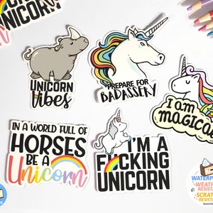 Ensemble d'autocollants Licorne mignon, ensemble d'autocollants IMPERMÉABLES pour bouteilles d'eau, autocollants d'amour de soi pour femmes, autocollant de fierté lgbtq arc-en-ciel, BootsTees