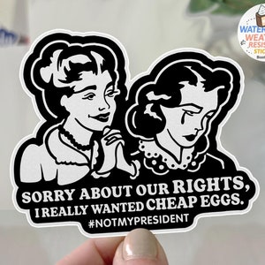 Pegatina divertida anti-Trump, vinilo IMPERMEABLE Lo siento por nuestros derechos, quería huevos baratos, no mi calcomanía de presidente, derechos de las mujeres, lgbt BootsTees