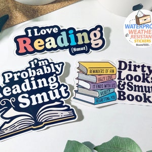 Smutty Book Sticker Set, Funny Reading Smut Stickers for romance novel reader, romance book stickers for adult, gift, WATERPROOF vinyl decal