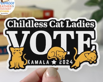 Kinderlose Katzen-Damen-Abstimmungsaufkleber: Wasserdichter Feminist 2024 Wahlaufkleber