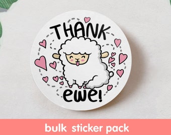 Cute Thank You Stickers for Small Business, stickers for packaging, funny thank you decals, small mini sticker sheet set, die cut, ewe sheep