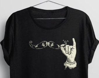 Evil Mustache Graphic T-Shirt: BootsTees Vintage Style Shirt with Silent Movie Inspired Art