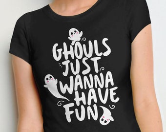 Cute Halloween Shirt for Women, Funny Halloween Graphic Tee, teen girl Halloween tshirt, ladies fall t-shirt, Ghouls Just Wanna Have Fun top