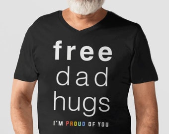 Free Dad Hugs Shirt, LGBT Dad Tshirt, gay ally t shirt, lgbt pride week shirt for men, gay parent pride tee, trans lgbtq dad gift, BootsTees