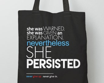 Sin embargo, ella persistió, bolsa de mano / bolsa feminista, bolsa de mano de regalo feminista para mujeres, bolsa de mano con cita feminista, regalo de mujer para ella, inspirador