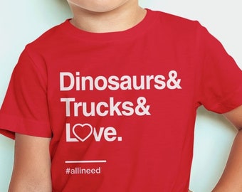 Valentines Day Shirt Toddler Boy, Valentine Tee for Boys, Dinosaur Tee, Kids Love Tshirt, Funny Boys T-shirt BootsTees Dinos Trucks and Love