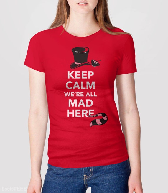 We're All Mad Here Pink Hat Alice In Wonderland Tee Shirt We're All Mad Here Pink Hat Alice In Wonderland Tee Shirt