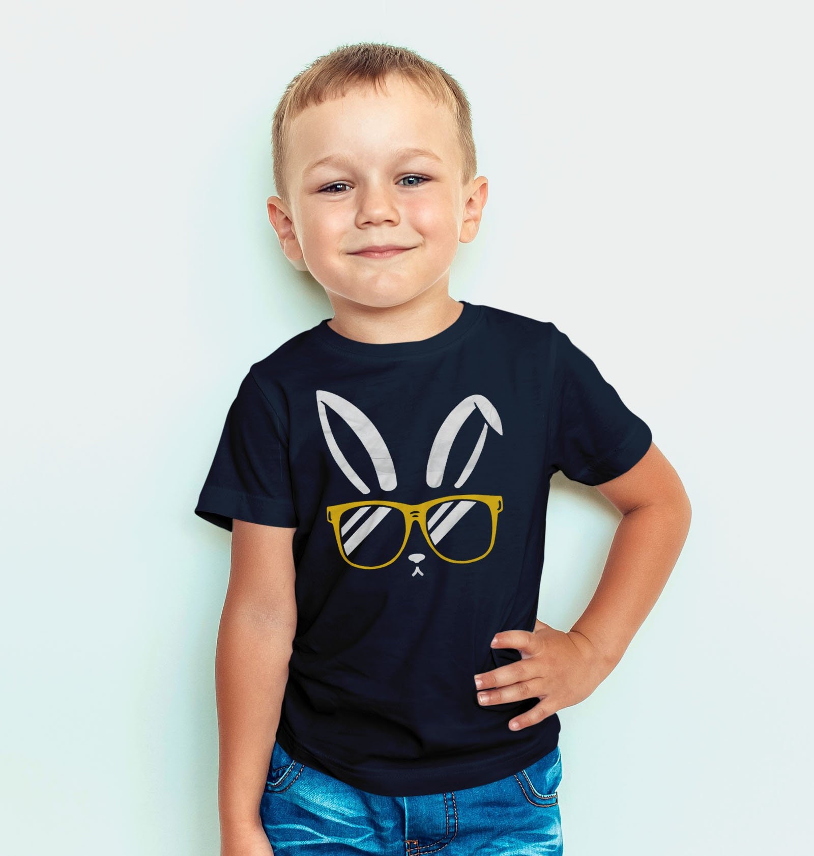 Cute Easter Shirt for Boy or Girl, Bunny Ear T Shirt for Kids Baby or  Toddler, Tshirt Sunglasses Rabbit, Hipster Kids Clothes, Funny T-shirt 