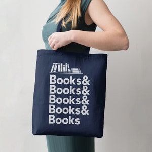 Book Tote Bag, Literary Gifts For Readers, Book Lover accessory, Nerdy Bookish Gift For Bookworm, Library Bag For Teacher, reusable shop bag image 2
