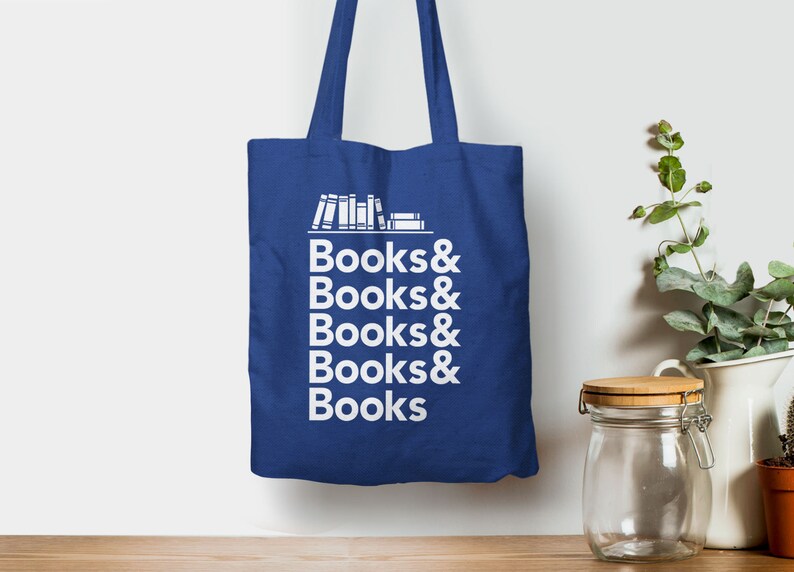 Book Tote Bag, Literary Gifts For Readers, Book Lover accessory, Nerdy Bookish Gift For Bookworm, Library Bag For Teacher, reusable shop bag image 3