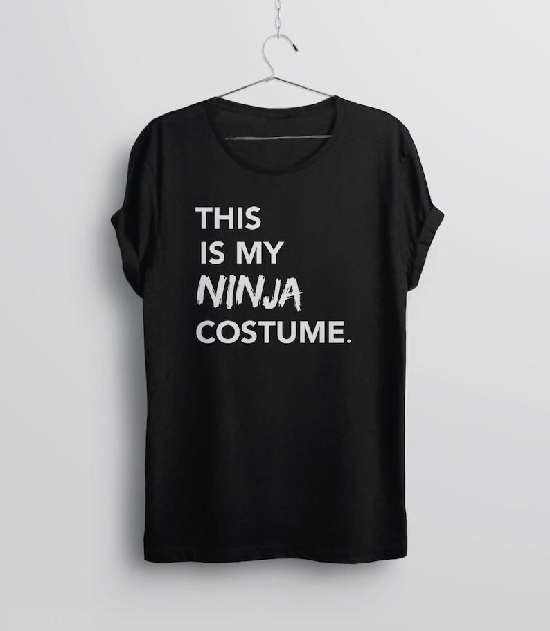 Camicia costume di Halloween, divertente t-shirt di Halloween, maglietta grafica femminile, magliette divertenti per le donne, camicia ninja, regalo ninja t-shirt hipster immagine 1