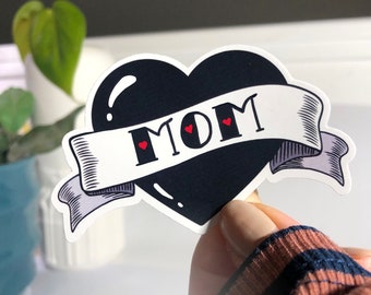 Mom Tattoo Heart Sticker, boys cute sticker for toddler, stickers for valentine's day, decal, WATERPROOF mom sticker for kids, love sticker
