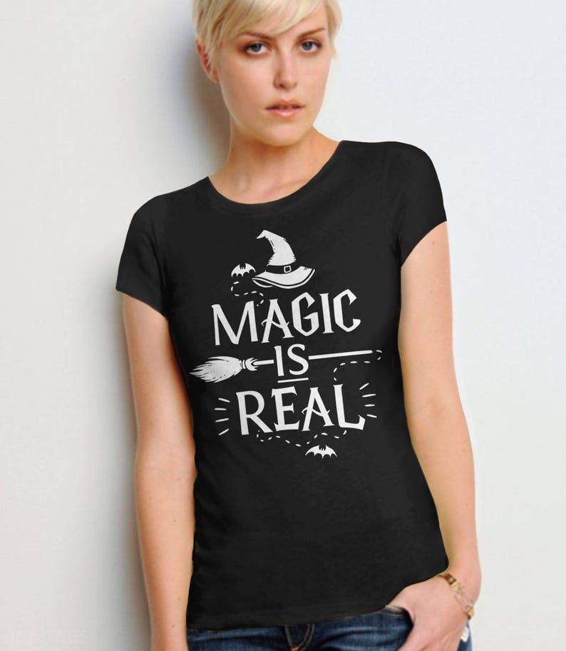 Halloween Witch Shirt, wiccan t-shirt, witch tshirt, Magic is Real shirt, wicca t shirt, halloween tee for women, halloween t-shirt, occult image 3
