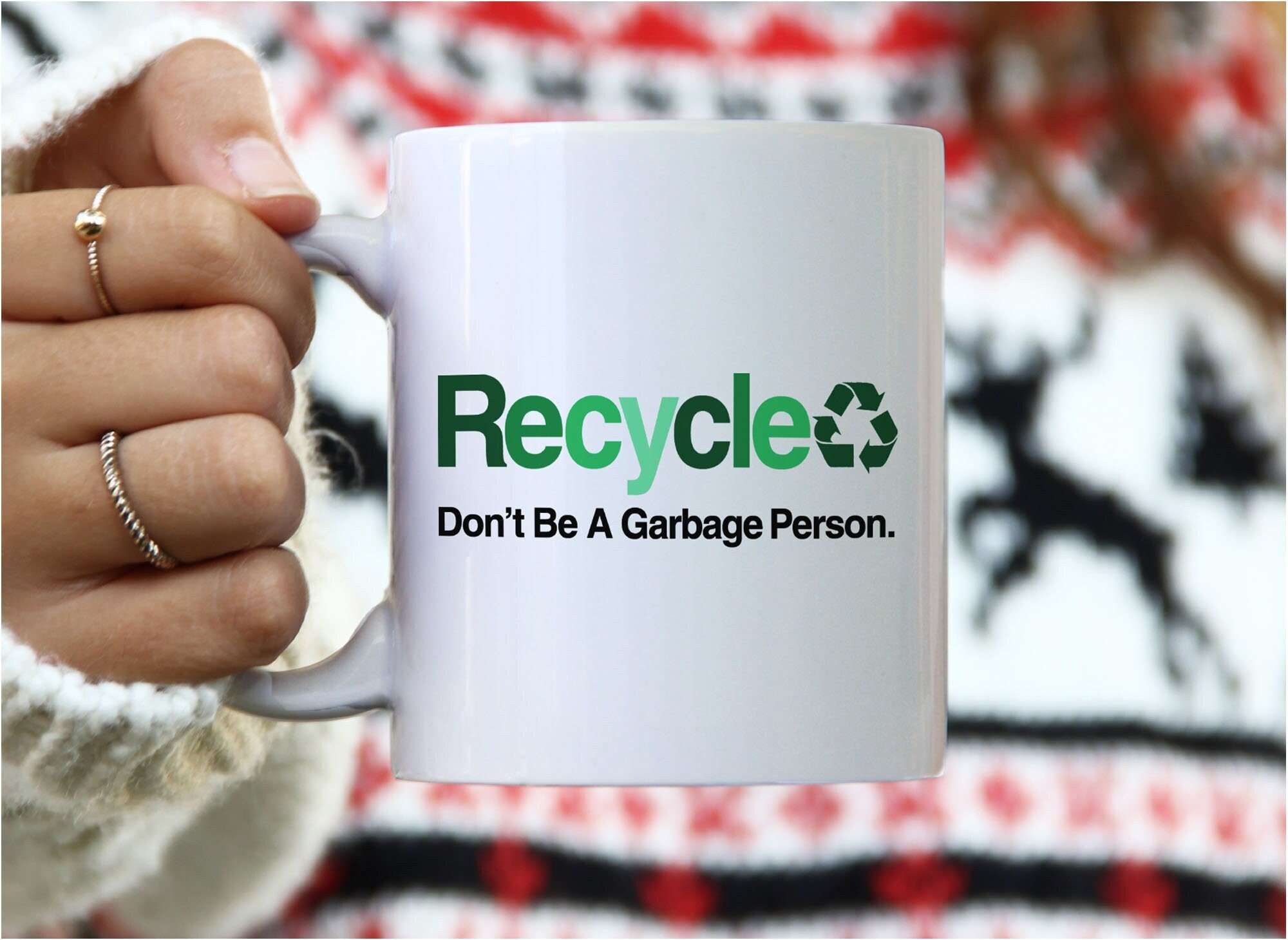 Reduce reuse recycle coffee mug