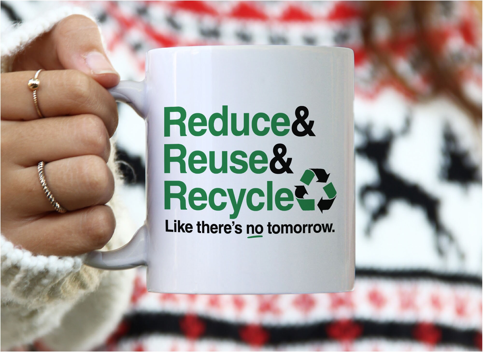 Reduce Reuse Recycle Mug, Recycling Coffee Mug With Earth Day Quote, Mug  for Environmentalist, Eco Conscious Gift Idea, Recycling Symbol 