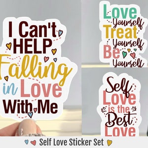 Paquete de pegatinas de amor propio para mujeres, conjunto de pegatinas Love Yourself para botella de agua para computadora portátil, regalo de cuidado personal, calcomanías de vinilo de cotización positiva, positividad
