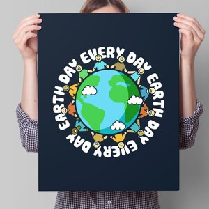 Cute Earth Day Art, Classroom Decor, Earth Day Poster, PRINTABLE march for science poster, make earth day every day, teacher artwork, unity