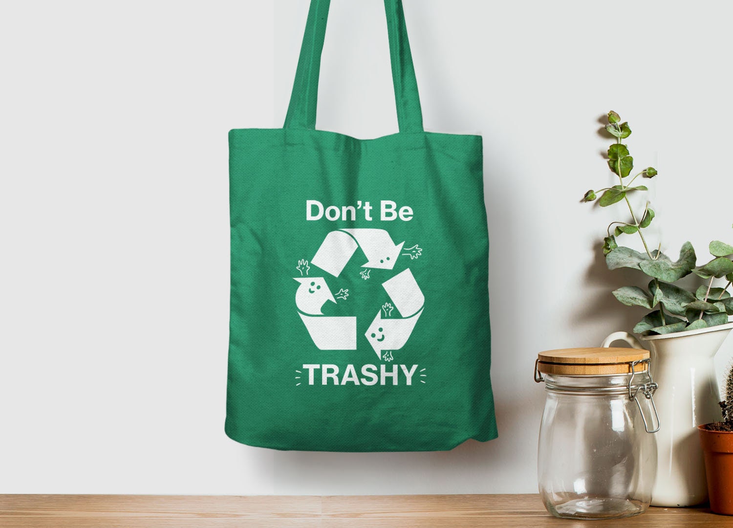 Recycle Tote Bag With Recycling Symbol, Reusable Grocery Bag, Eco