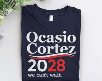 Camiseta AOC 2028, mercancía de Alexandria Ocasio-Cortez, camiseta AOC para presidenta, camiseta con eslogan progresista de BootsTees, camiseta con gráfico político demócrata