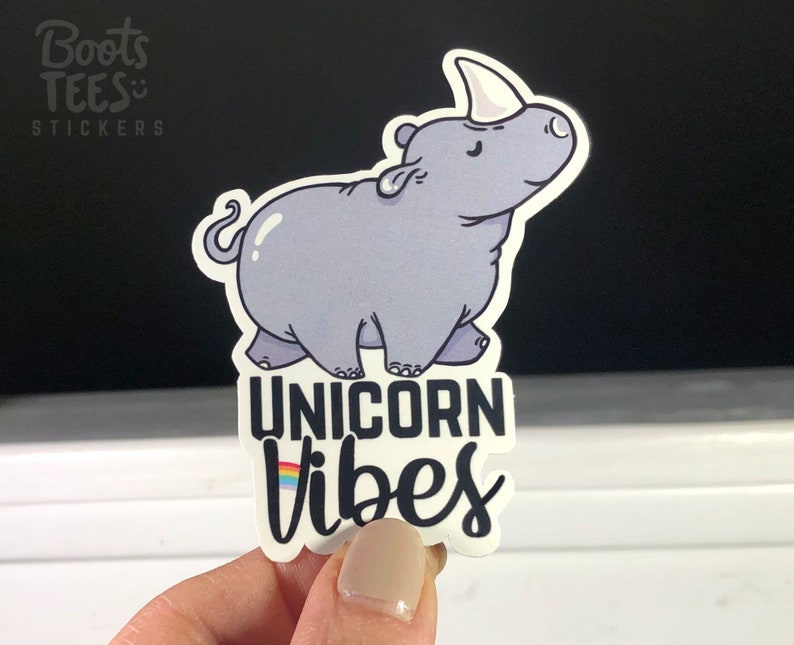 Unicorn Sticker for laptop, cute sticker, WATERPROOF Water Bottle decal, funny quote sticker with art, rhinoceros sticker, unique rhino gift image 2