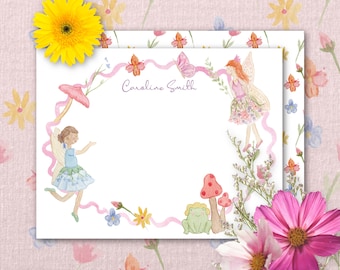 Briefpapierset Pink Fairy Gepersonaliseerde notitiekaarten met envelop bedrukt