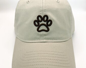 Pet Lovers 3D Puff Paw Print Embroidered Cap. Low-profile, Unstructured Fit - 100% Cotton.