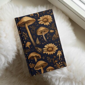 Elegant Nature Mushroom Hard Journal |Personalised Book, Nature Journal, Ruled Line, Mushroom Design, Gifts for Writers, Nature Lovers