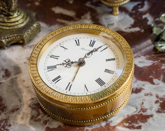 Reloj despertador Hour Lavigne de latón francés, de cuerda, estilo vintage de mediados de siglo, de mesa