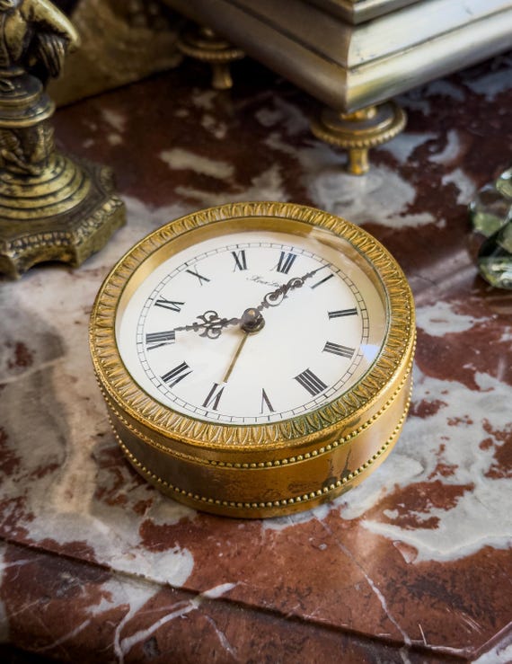 Hour Lavigne Alarm Clock French Brass Wind up Vintage Mid Century