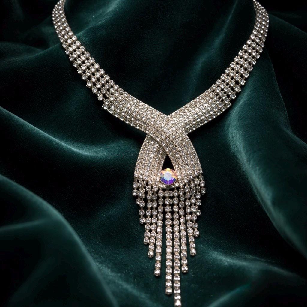 Collier Ras Du Cou En Cristal - Fabrication Ancienne Style Vintage - Neuf Sans Emballage - Métal Et Pierres
