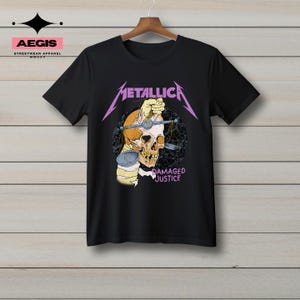 Vintage Metallica Damaged Justice Adult T-Shirt Cotton Premium Black T-Shirt Unisex