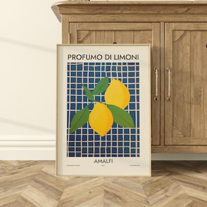 Amalfi Lemon Art Print – Italian Citrus Poster | Mediterranean Kitchen Wall Decor | Digital Download