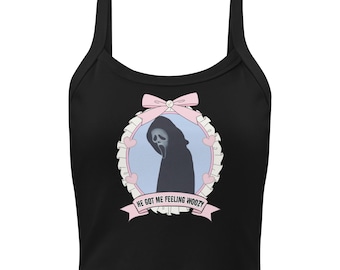 Camiseta sin mangas de microcanalé para mujer con estampado "Me hizo sentir mareada"