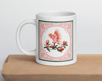 Pink Cockatoo White glossy mug
