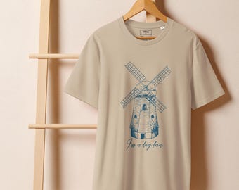 I'm a Big Fan Windmill, uniseks biologisch T-shirt met geribbelde hals
