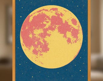 Vanilla Moon Wall Art – Retro Minimalist Lunar Print – Cosmic Digital Poster Download
