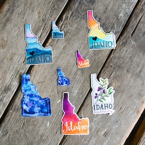 Idaho Aufkleber, Aquarell, mehrere Designs zur Auswahl, ideal für Laptops, Wasserflaschen, Autoscheiben!