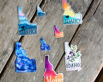 Idaho stickers, Watercolor, constellation or heart, great for laptops, water bottles, car windows!