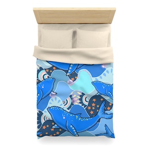 Whale Dreams Microfiber Duvet Cover, Nautical Bedding, Ocean-Inspired Room Décor, Cozy Home Textile, Gift for Sea Lovers