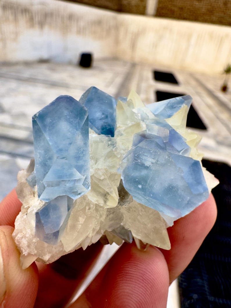 Beautiful Terminated Top Blue Color Celestine Crystal Cluster With ...
