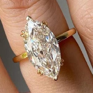 2.5 CT Marquise Moissanite Engagement Ring: 14K Gold Halo Solitaire