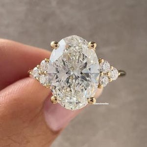 3 Carat Oval Moissanite Engagement Ring: Handmade Promise Ring