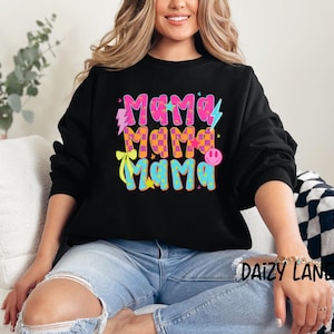 Vibrant Mama Crewneck Sweatshirt for Moms, Comfortable Relaxed Fit, Perfect Gift for Mother&#39;s Day, Cute Casual Wear, Gildan