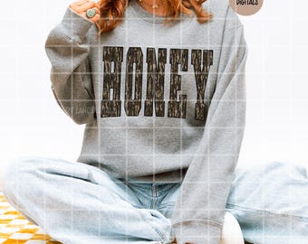 Honey png, camo honey png, camouflage varsity letters, bottomland camo png, sublimation, digital download