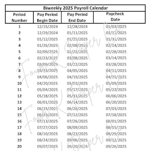 2025 Biweekly Payroll Calendar | Printable & Digital | Pay Period Planner | Payroll Schedule for Employers and Employees | PDF Download
