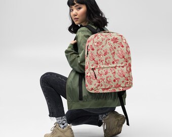 Koi Fish - Abstract Art Backpack - Red and Tan