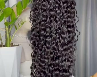 Water Wave Virgin Human Hair Wig: HD Lace Frontal Glueless Closure Unit Curly Wig for Black Women Wet and Wavy