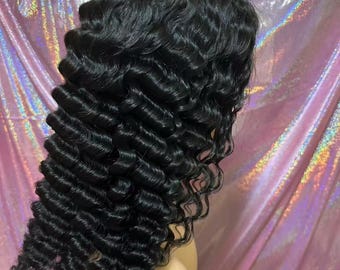 Deep Wave Human Hair Lace Wig Brazilian Virgin Hair Glueless Hairline Bleached Knots HD Lace Closure Frontal Units Wigs for Women Wear to go